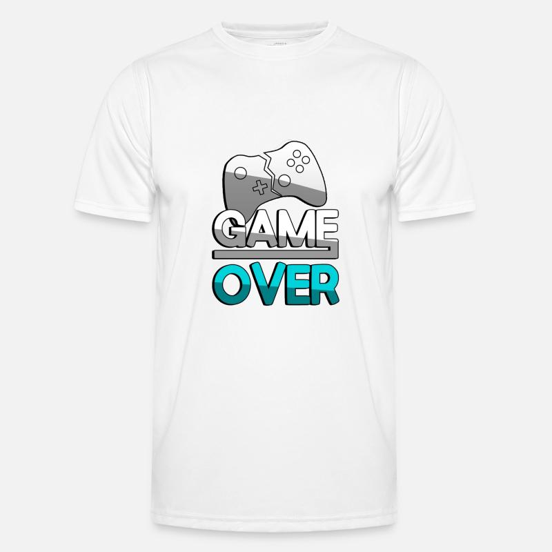 GAME OVER (Türkis) + Controller - Gaming - Männer Funktions-T-Shirt - Weiß