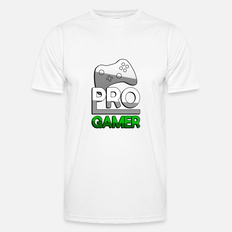 PRO GAMER (Grün) + Controller - Gaming - Männer Funktions-T-Shirt - Weiß