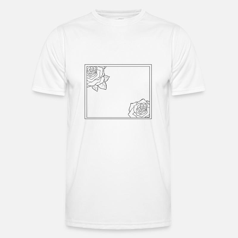 Rectangular frame with roses - Men's Functional T-Shirt - white