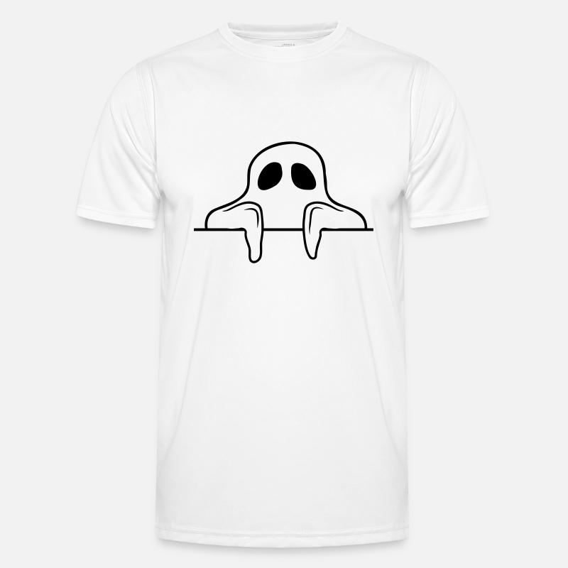 Comic Geist hinter Mauer - Männer Funktions-T-Shirt - Weiß