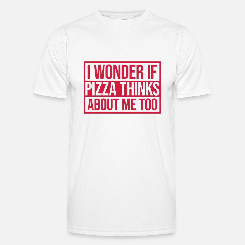 pizza thinks about me - Männer Funktions-T-Shirt - Weiß