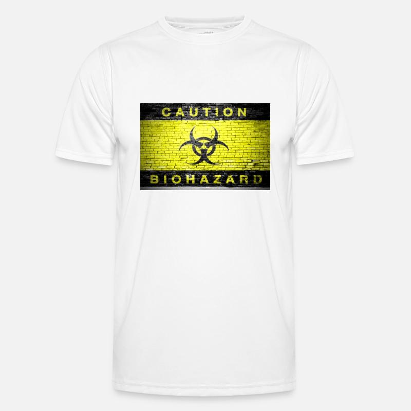 Attention Biohazard brique mur affiche T-shirt sport Homme