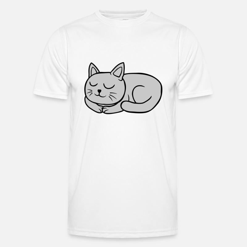 Dormir cher chat couché T-shirt sport Homme
