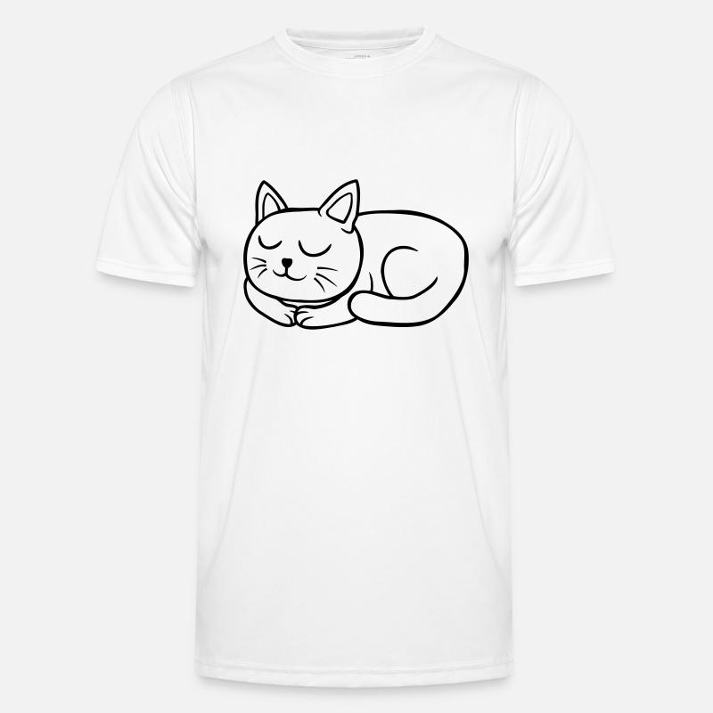 Comic dear cat sleeping - Men's Functional T-Shirt - white