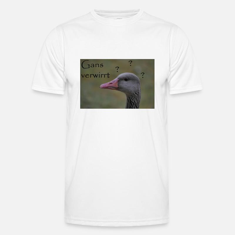 Gans verwirrt - witziger Spruch Männer Funktions-T-Shirt