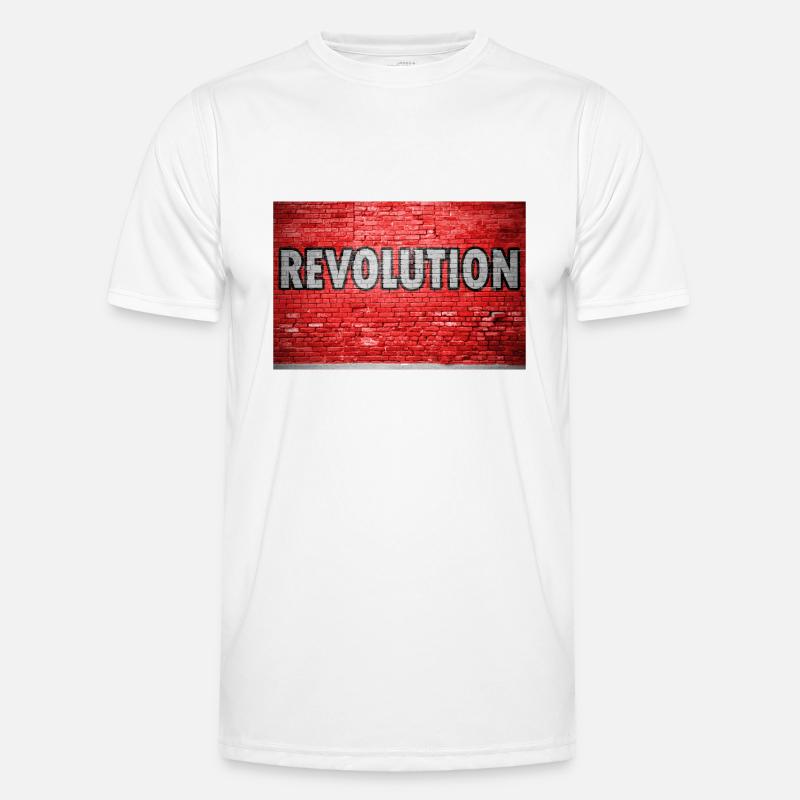 Revolution Ziegelsteinmauer Graffiti - Männer Funktions-T-Shirt - Weiß