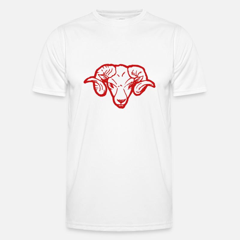 Roter Widderkopf Rammbock Geschenkidee Teufel - Männer Funktions-T-Shirt - Weiß