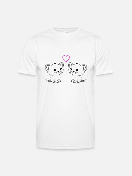 süße katzen love - Männer Funktions-T-Shirt - Weiß