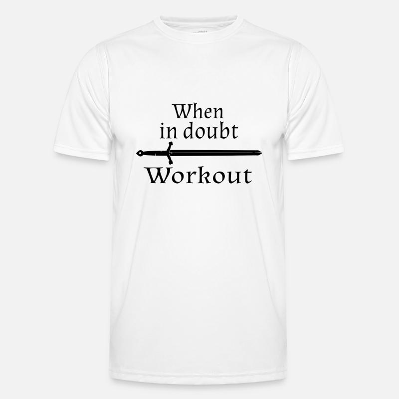 When in doubt work out motto black Men's Functional T-Shirt