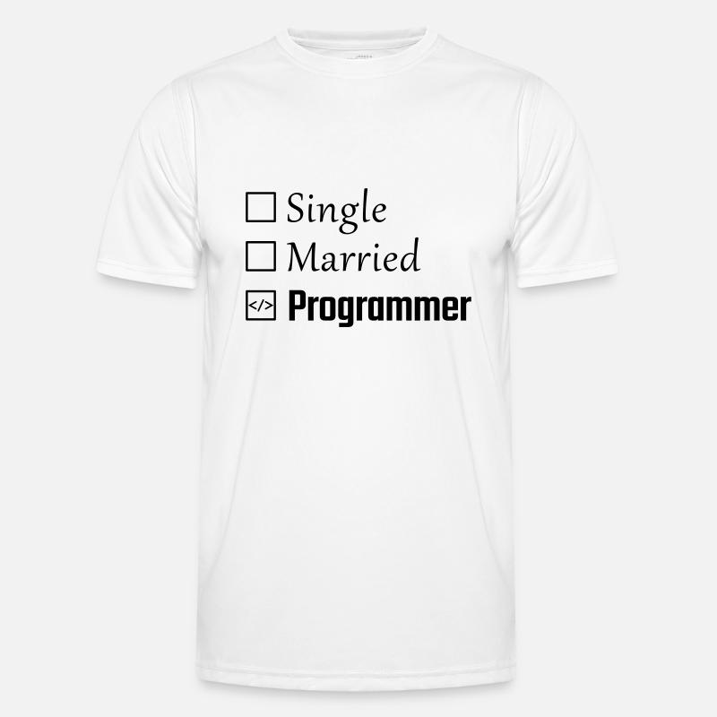 Single, verheiratet, Programmierer - Männer Funktions-T-Shirt - Weiß