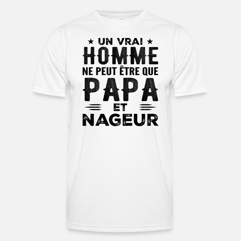 Ein echter Mann ist nur ein Vater und ein Schwimmer Männer Funktions-T-Shirt