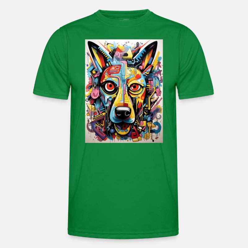 Graffiti Luck: Friendly Dog Magic Men's Functional T-Shirt