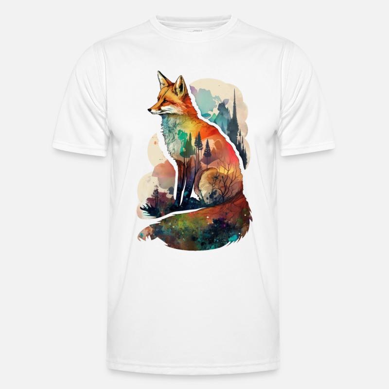 Fox Aquarelle Forêt Faune Dessin de la faune T-shirt sport Homme