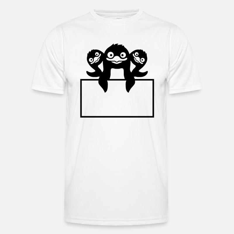 Textfeld 3 Pinguine Schild - Männer Funktions-T-Shirt - Weiß