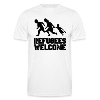 Bienvenue aux réfugiés - T-shirt sport Homme - blanc - Devant - AI Model Male 178 dark (178cm)