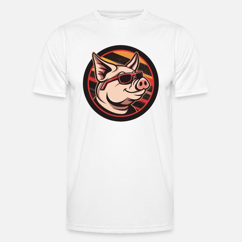 Schwein Comic Cool - Männer Funktions-T-Shirt - Weiß