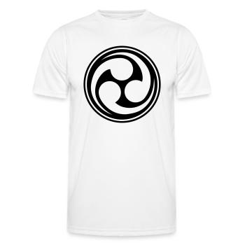 Shinto Trinity Japan Symbol Circle Kanji Triskele - T-shirt sport Homme - blanc - Devant - AI Model Male 178 dark (178cm)