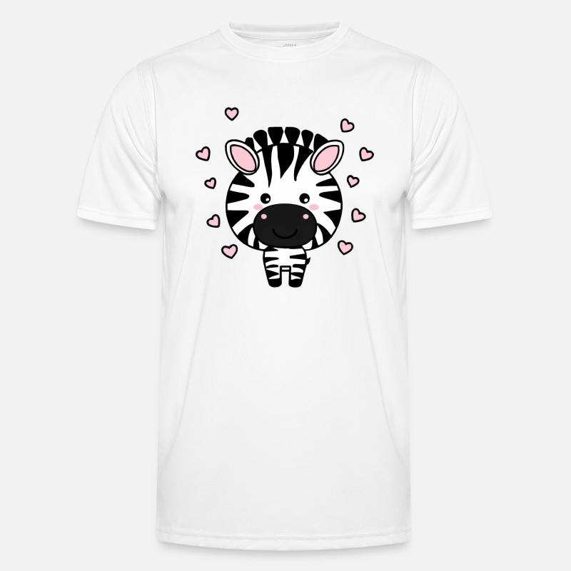 Süßes Zebra mit Herzchen - Männer Funktions-T-Shirt - Weiß