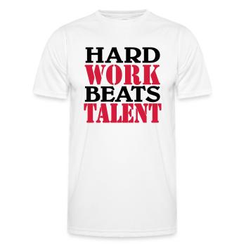 Hard work beats Talent - T-shirt sport Homme - blanc - Devant - AI Model Male 178 dark (178cm)