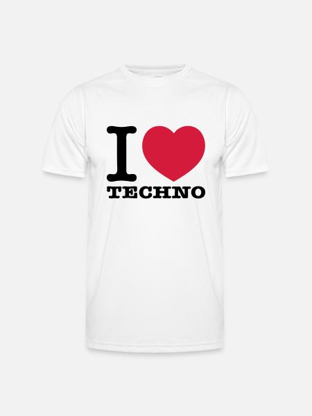 I love techno music - Men's Functional T-Shirt - white