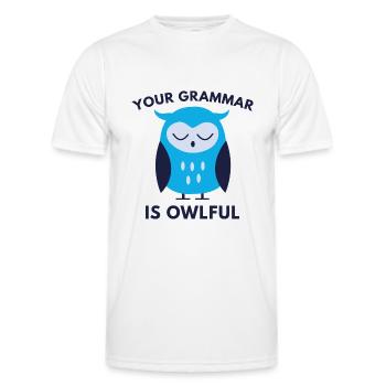 Ihre Grammatik ist eulenvoll - Männer Funktions-T-Shirt - Weiß - Vorne - AI Model Male 178 dark (178cm)