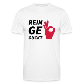 REINGEGUCKT DU LAUCH - LOCH SPIEL - Männer Funktions-T-Shirt - Weiß - Vorne - AI Model Male 178 dark (178cm)