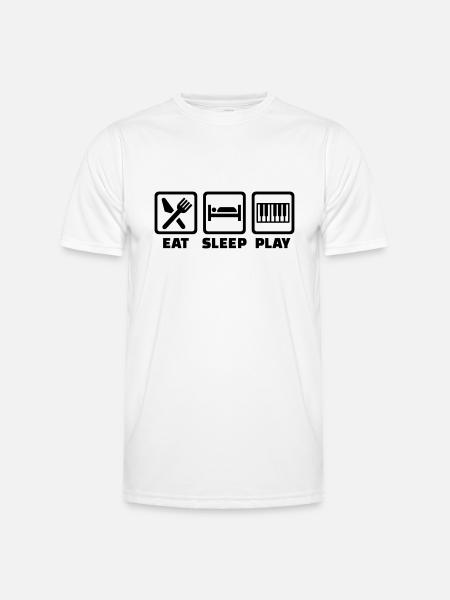 Eat Sleep Piano - T-shirt sport Homme - blanc