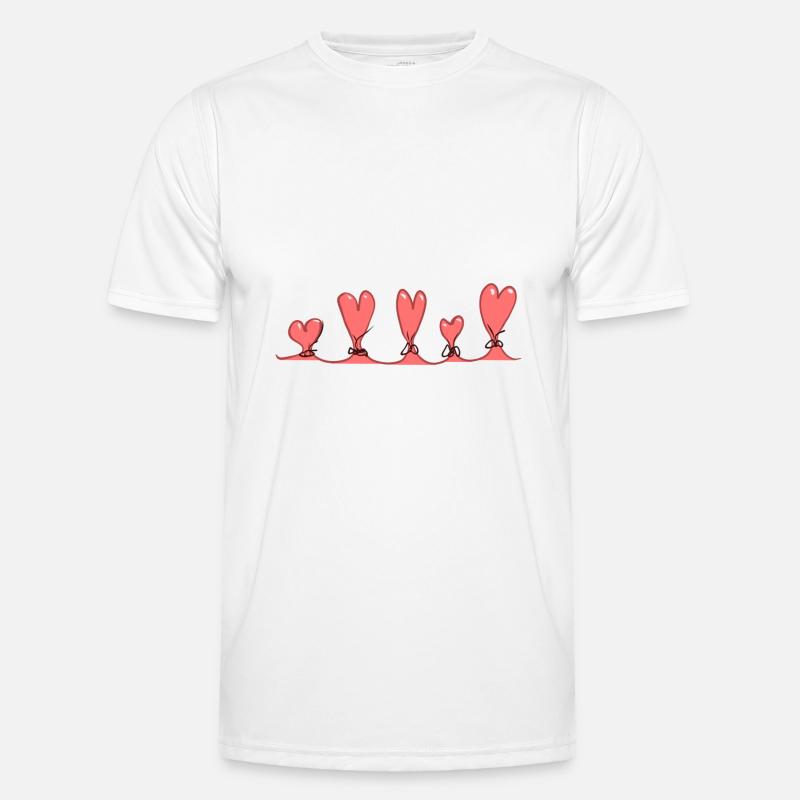 loop line hearts red - Men's Functional T-Shirt - white