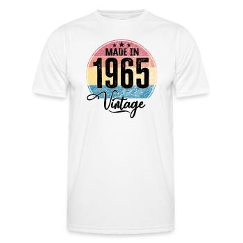 Millésime Fabriqué en 1965 Année de naissance 1965 Anniversaire - T-shirt sport Homme - blanc - Devant - AI Model Male 178 dark (178cm)