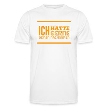 ich hätte gern deinen Nachnamen - Männer Funktions-T-Shirt - Weiß - Vorne - AI Model Male 178 dark (178cm)