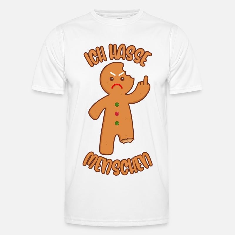 Lebkuchenmann Mittelfinger Ich hasse Menschen Männer Funktions-T-Shirt