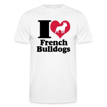 J'aime les bouledogues français ... / + - T-shirt sport Homme - blanc - Devant - AI Model Male 178 dark (178cm)