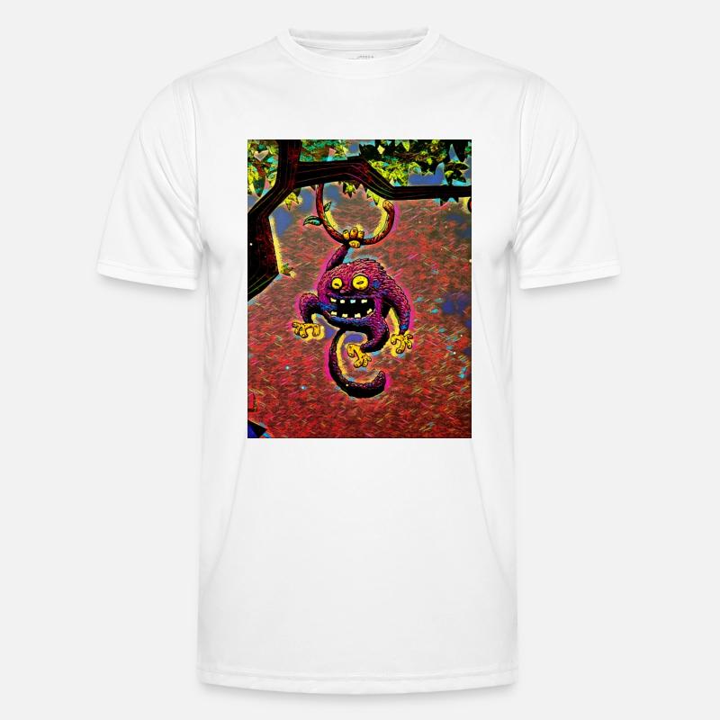 Purple monkey in a tree - Men's Functional T-Shirt - white