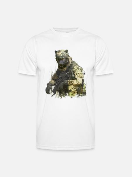 Leopard - Soldat - Männer Funktions-T-Shirt - Weiß