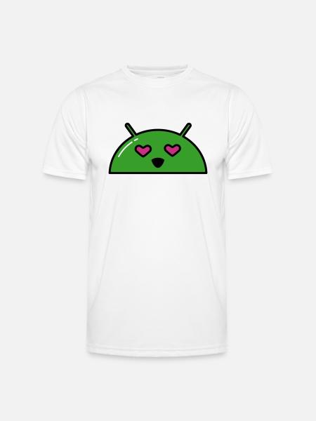 Love Alien Face Emoticon - Men's Functional T-Shirt - white