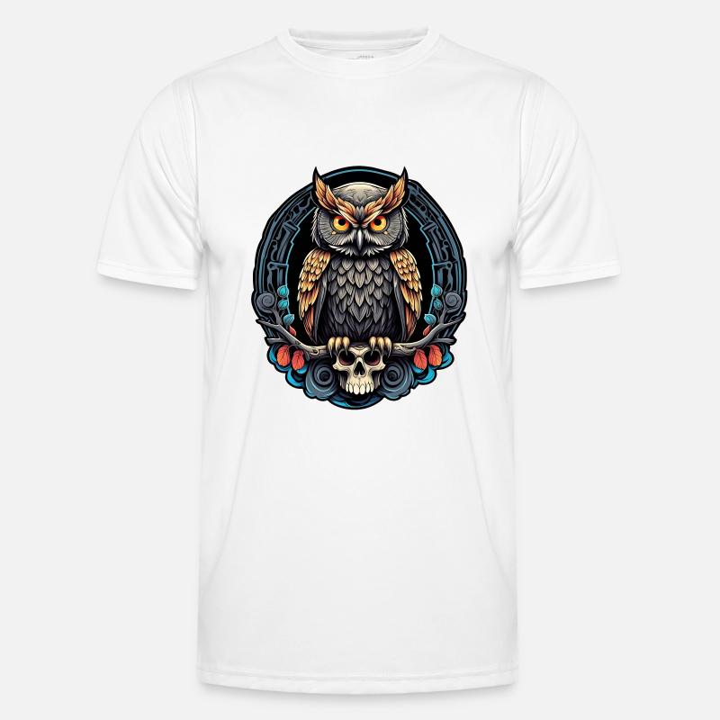 Dekorative Eule mit Skull und Rosenblüten Männer Funktions-T-Shirt