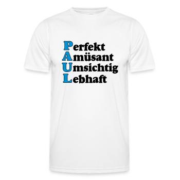 Paul ,Vorname,Namensschild,Name,Fun Shirt (25) - Männer Funktions-T-Shirt - Weiß - Vorne - AI Model Male 178 dark (178cm)