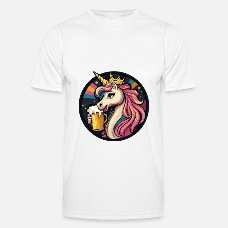 Einhorn Bier Comic - Männer Funktions-T-Shirt - Weiß