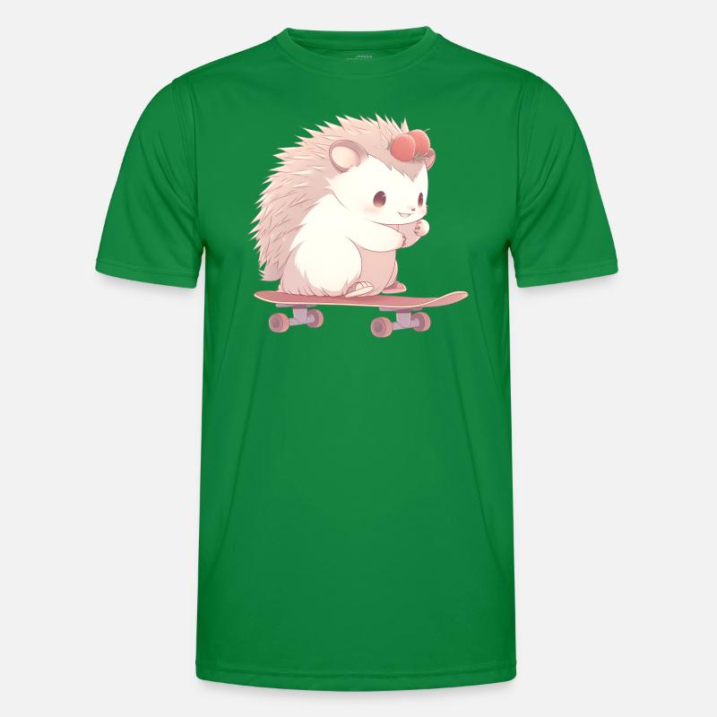 Cute hedgehog skating Men's Functional T-Shirt