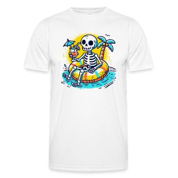 Skelett mit Schwimmreifen – Lustiges Sommerdesign - Männer Funktions-T-Shirt - Weiß - Vorne - AI Model Male 178 dark (178cm)