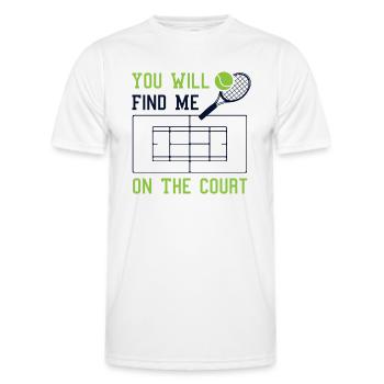 Tennisspieler-Schläger auf dem Tennisplatz - Männer Funktions-T-Shirt - Weiß - Vorne - AI Model Male 178 dark (178cm)