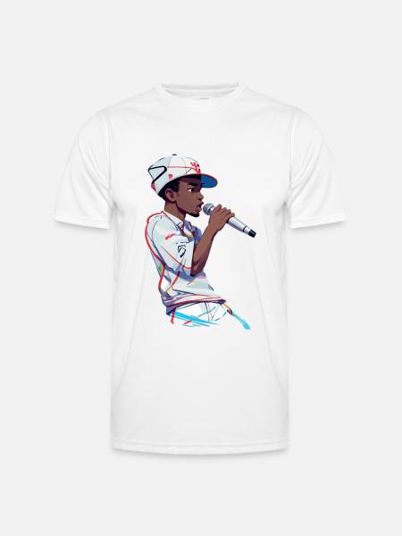 Black Rapper Holding a Microphone - Men's Functional T-Shirt - white