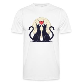 zwei katzen mit Herz 2 - Männer Funktions-T-Shirt - Weiß - Vorne - AI Model Male 178 dark (178cm)