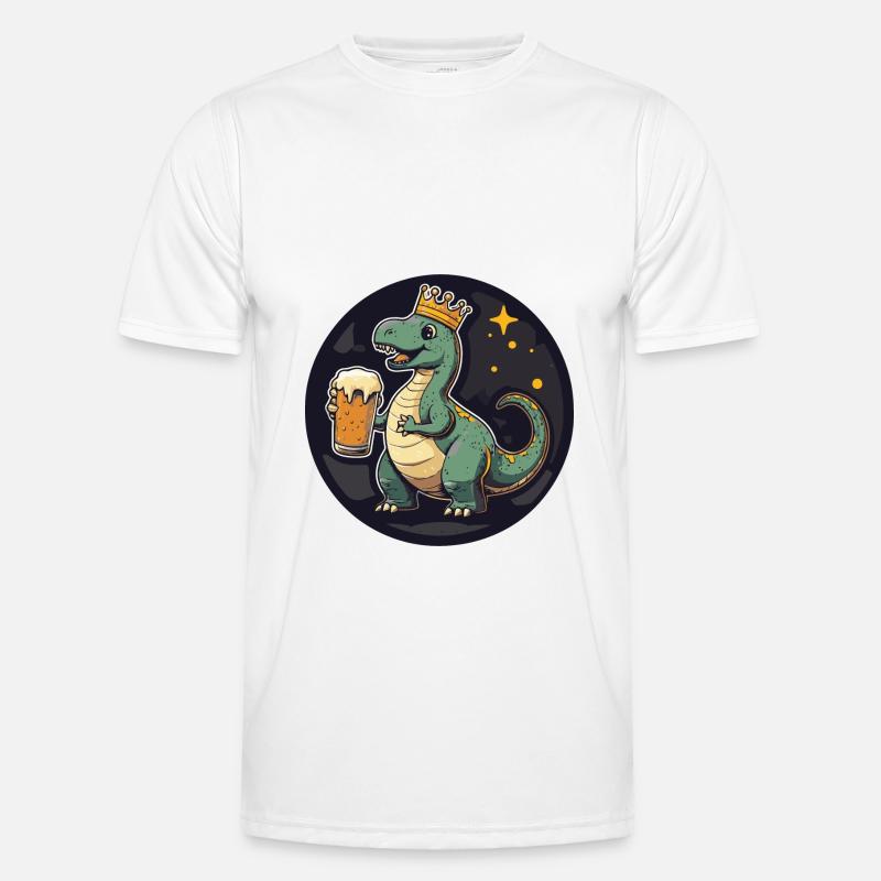 Dinosaur Brontosaurus Beer Comic - Men's Functional T-Shirt - white
