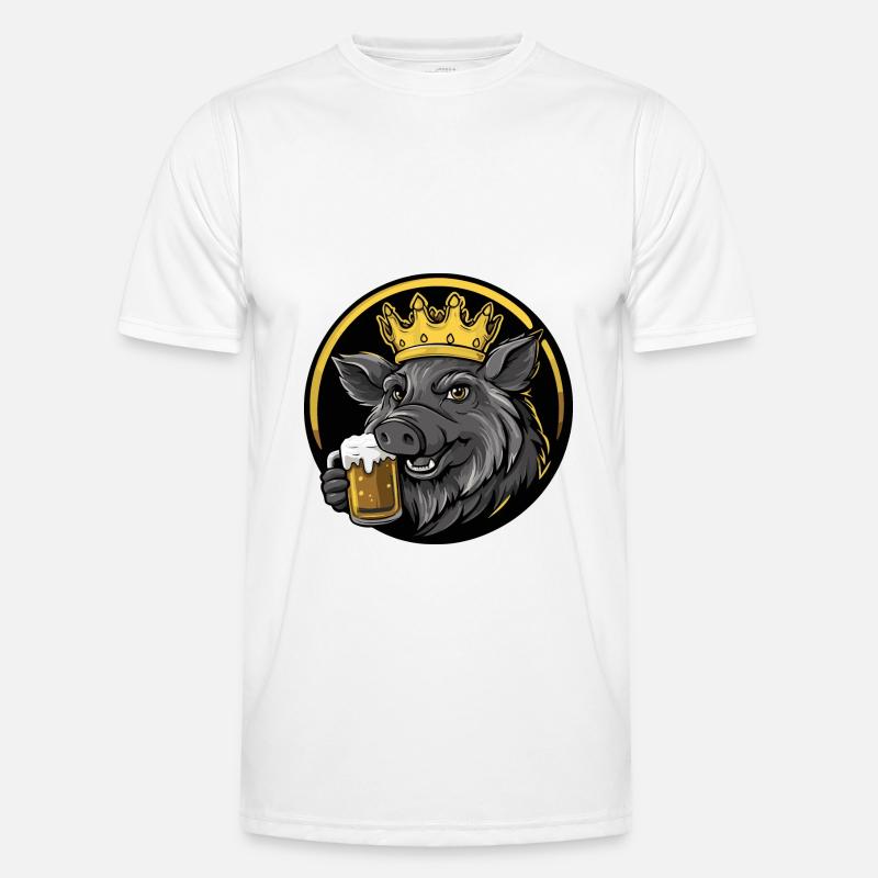Schwein Bier Comic Wildschwein - Männer Funktions-T-Shirt - Weiß