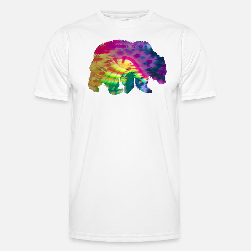 Bär Silhouette Tie Dye Batik Muster Männer Funktions-T-Shirt