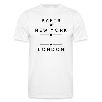 Paris, New York, your hometown, London - Men's Functional T-Shirt - white - Front - AI Model Male 178 dark (178cm)