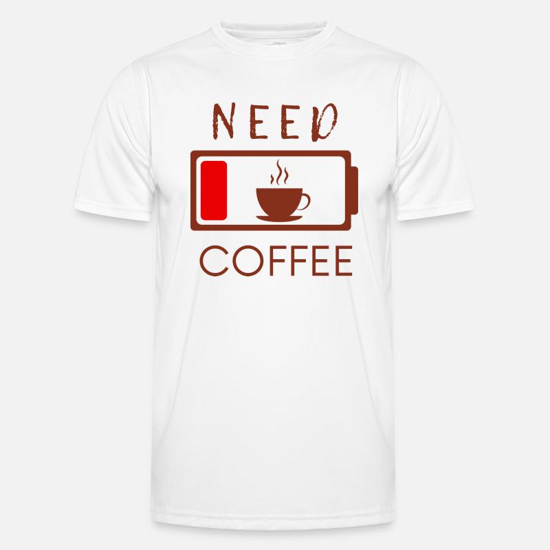 NEED COFFEE BROWN DESIGN - Men's Functional T-Shirt - white