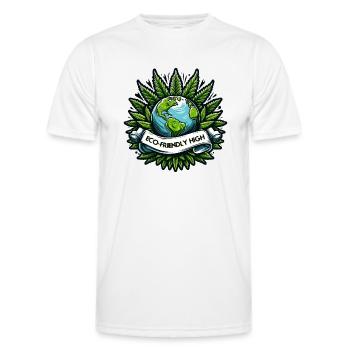 "Umweltfreundliches High": Earth & Cannabis Unity T-Shirt - Männer Funktions-T-Shirt - Weiß - Vorne - AI Model Male 178 dark (178cm)