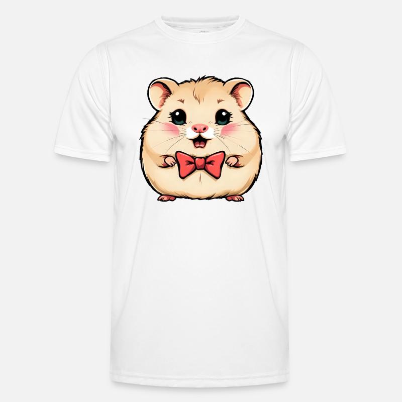 Charmanter Hamster mit roter Fliege Männer Funktions-T-Shirt